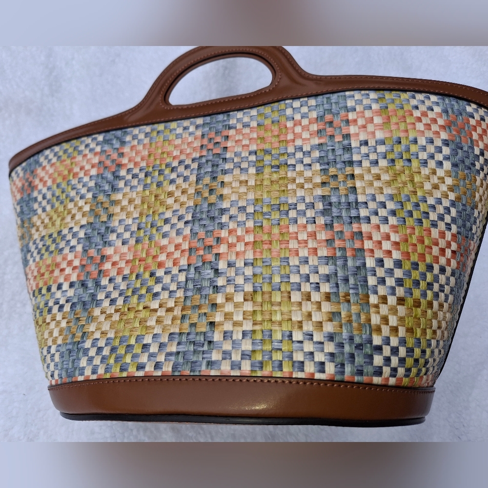 Marni NWT Tropicalia Multicolor Lemon Apricot Moca Woven Bag - Picture 10 of 16